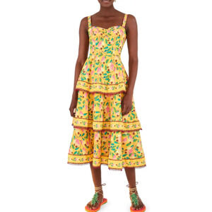 Farm Rio Cashew Tiered Midi Dress